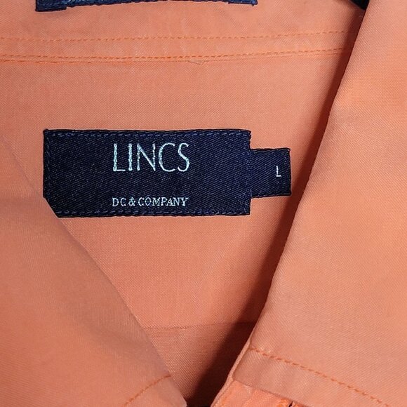 Lincs Silk Blend Peach Coral orange long sleeve Button up Mens Size large - Picture 4 of 13